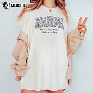 Personalized Floral Shirt with Children Names Unique Gifts for Mother 3