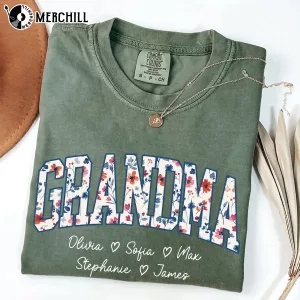 Personalized Floral Shirt with Children Names Unique Gifts for Mother 5