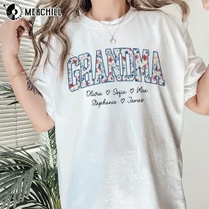 Personalized Floral Shirt with Children Names Unique Gifts for Mother 6