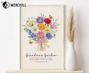 Personalized Grandma Flower Garden Poster