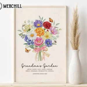 Personalized Grandma Flower Garden Poster Gift Ideas for Mom