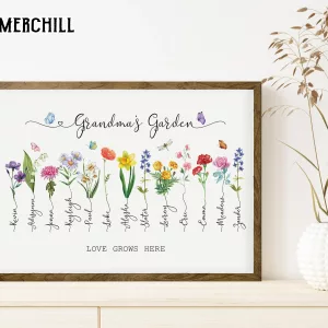 Personalized Grandma's Garden Flower Poster for Mother’s Day