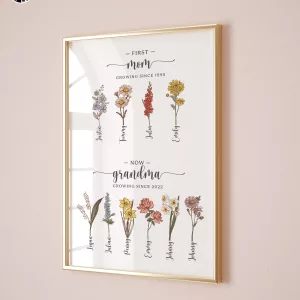 Personalized Mom Birth Month Flower Poster Mothers Day Ideas