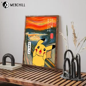 Pikachu The Scream Poster Pokemon Vintage Art for Fans