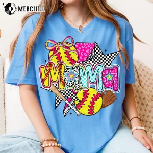 Preppy Softball Mama Brushstroke Graphic Tee Gifts to Give Your Mother