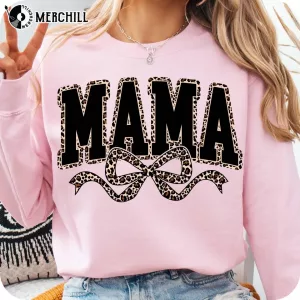 Retro Mama Leopard Coquette Bow Tee Gifts for Mothers Day 2025 2