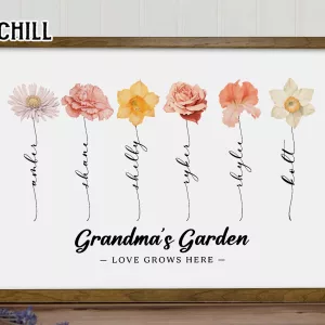 Watercolor Grandma Birth Flower Poster Best Gifts for Mom Birthday 6