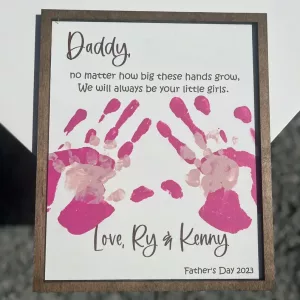 DIY Hand Print Sign Poster Custom Gifts for Dad