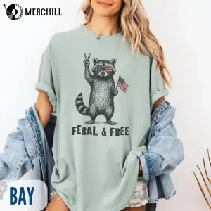 Funny Feral Free Raccoon Shirt 4th of july Gift Ideas 2