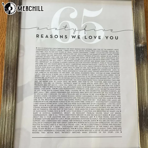 Reasons We Love You Poster Custom Birthday Gifts