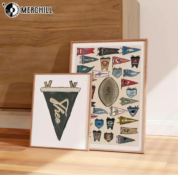 Vintage NFL Flag Poster NFL Football Gifts
