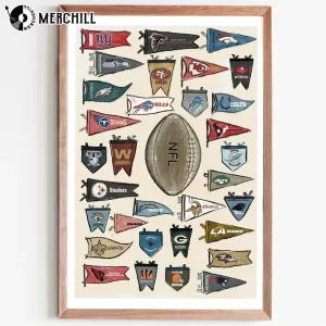 Vintage NFL Flag Poster NFL Football Gifts