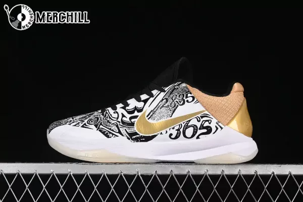 Zoom Basketball Sneakers Bryant Gifts – WHITE/METALLIC GOLD/BLACK – Top Men’s Sneakers for Elite Court Performance